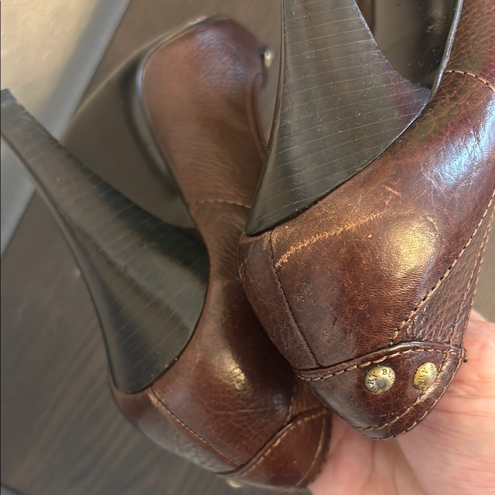 Burberry Brown Leather Studded Penny Loafer Heels - Picture 8 of 9